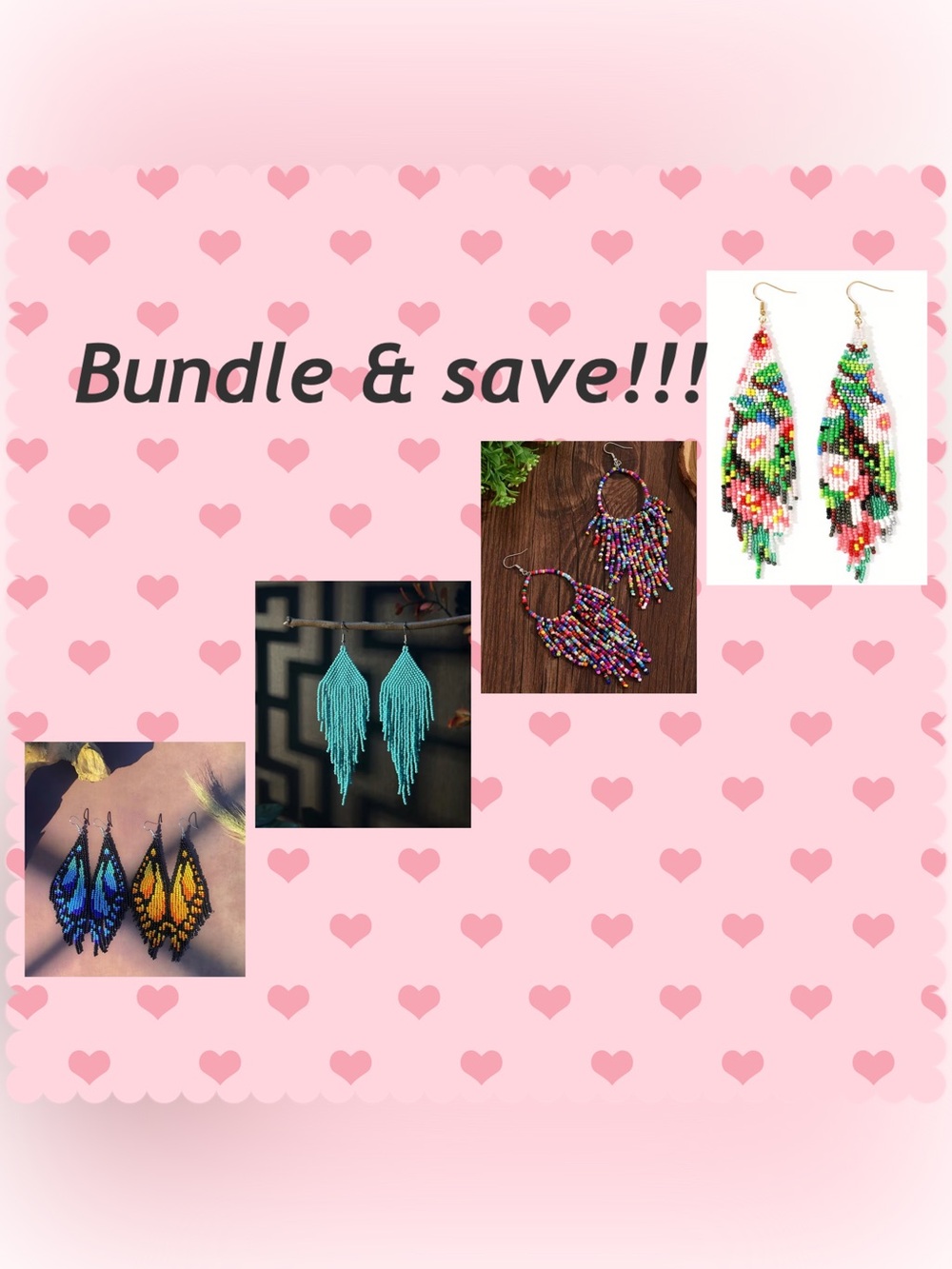 Bundle & Save !!! Colorful Beaded Fringe Earrings